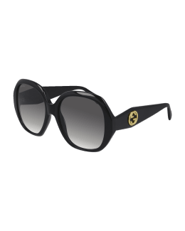 Gucci Eyewear Chain-Link Round Frame Sunglasses - Yellow