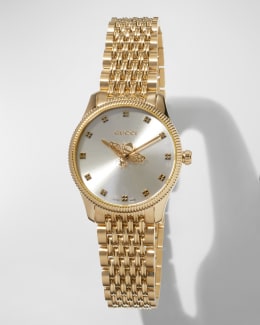 Gucci 36mm G Timeless Bee Watch with Bracelet Strap Gold Silver Neiman Marcus