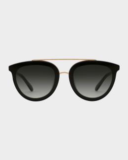KREWE Alixe Acetate Oval Sunglasses in Malt color way - worn ONCE! Basically new KREWE Alixie Acetate Oval Sunglasses | Neiman Marcus main image 2