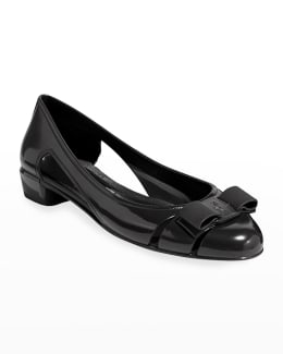 Zina Leather Bow Mary Jane Ballerina Flats | Neiman Marcus