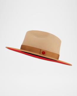 Keith James Orange Fedora Hat- UNISEX? Keith James WPL5923 Womans Queen Red-Brim Orange Wool Fedora  main image 2