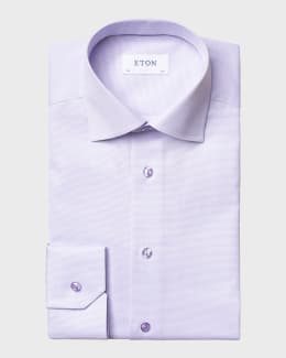 Men's Signature Twill Micro-Check Slim-Fit Dress Shirt | Neiman Marcus