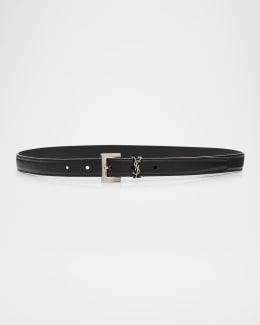 Yves Saint Laurent ブラックベルト Saint Laurent monogram-logo Wide Leather Belt | Black | FARFETCH