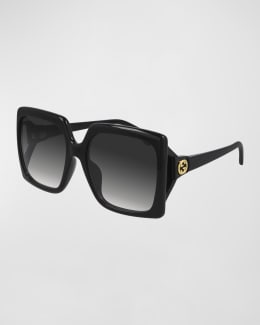 Gucci Classic Oversized Rectangular Sunglasses, Black