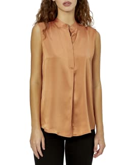 Veronica Beard Tam Silk Sleeveless Cowl Neck Top