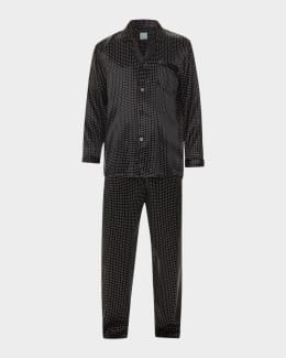 Majestic International Men s Herringbone Striped Silk Pajama Set Neiman Marcus