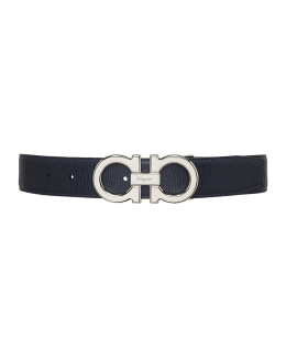 Ferragamo Men's Reversible Leather Belt with Beveled Gancini Buckle