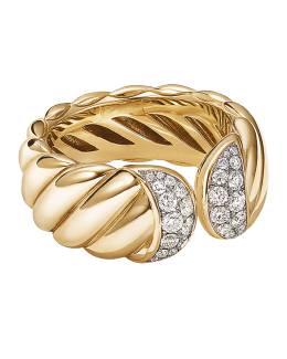 David Yurman Pavéflex Two Row Ring in 18K White Gold with Diamonds | Women's | Size 7.5-8.5