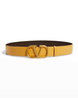 Reversible Vlogo Signature Belt In Glossy Calfskin 30 Mm for Woman in  Saddle Brown/black