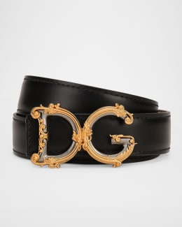 cf32. DOLCE&GABBANA 牛革 ベルト Dolce&Gabbana DG Barocco 40mm Calf Leather Belt | Neiman Marcus