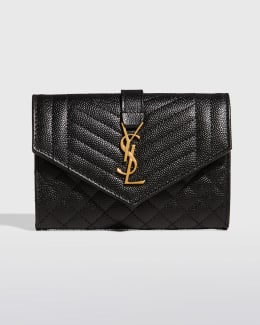 SAINT LAURENT Monogram quilted leather pouch BLACK – Top Quality