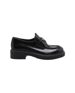 Prada Monolith Leather Logo Platform Loafers | Neiman Marcus