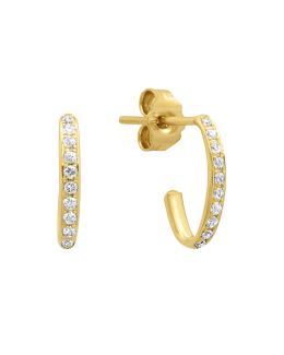 18k Edith Link Stud Earrings with Diamond Pave