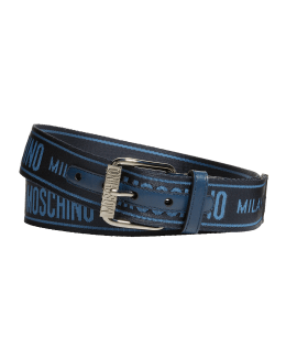 Off-White c/o Virgil Abloh Logo Leather Belt in Blue for Men