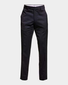 Santorelli Men's Loro Piana Wool Comfort Waistband Trousers