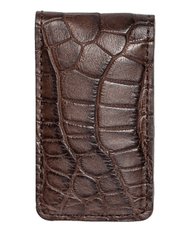 Tom Ford Men's Croc-Embossed Leather Money Clip Card Holder