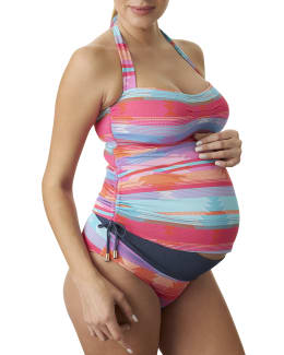 Pez D'Or Maternity Palm Springs Knitted Stripe Two-Piece Bikini Swim Set