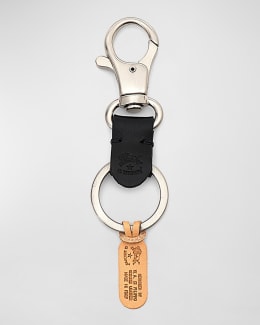 イルビゾンテ Men's Oriuolo Stamped Logo Leather Keychain Il Bisonte Men's Oriuolo Stamped Logo Leather Keychain