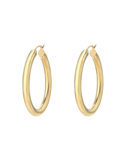 14k Gold Medium Thick Hoop Earrings