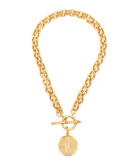NEST Jewelry Brushed Chain with Bezel Set Turquoise Cabochon