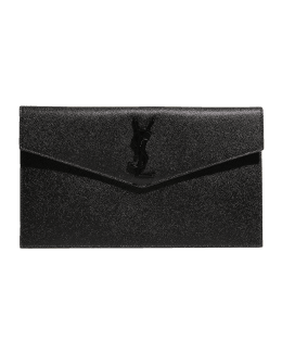 Saint Laurent Ivory Croc Embossed Leather Medium Uptown Pouch