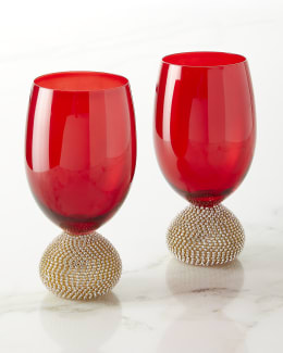 Trinkware Set of 2 Wine Glasses - Rhinestone Diamond Studded with Si –  Klikel