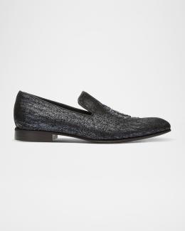 Donald J. Pliner Black Velvet Skull-Detail Shawn Loafers Donald Pliner Men main image 4
