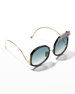Anna-Karin Karlsson Crystal Boo Black Titanium Aviator Sunglasses ...