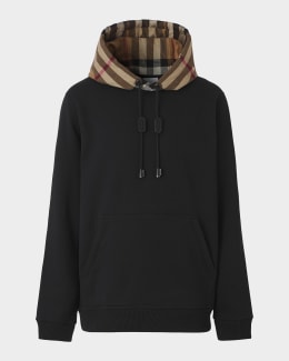 Burberry Men's Check-Hood Pullover Sweatshirt | Neiman Marcus