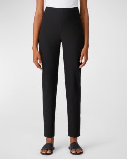 High-Waist Stretch Crepe Slim Ankle Pants