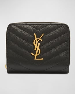 Saint Laurent YSL Monogram Small Wallet on Chain in Croc