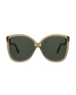 BY FAR Texas Matt Oval Metal & Acetate Sunglasses | Neiman