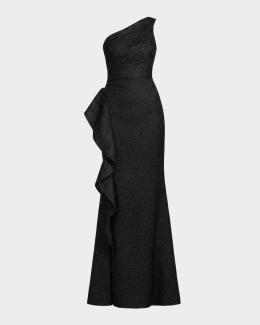 BCBGMAXAZRIA Twist Hot-Fix One-Shoulder Gown