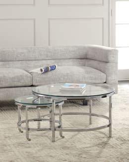 Century Furniture Adele Faux-Shagreen Glass Top Coffee Table