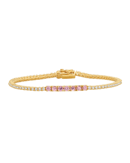 Jennifer Meyer Yellow Gold 4 Prong Diamond and Sapphire Accent