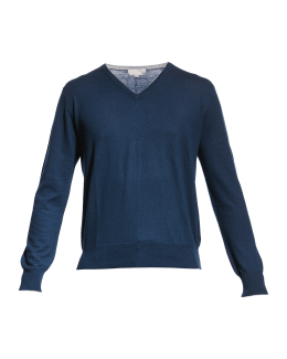 Neiman Marcus Men's Wool-Cashmere Knit V-Neck Sweater | Neiman Marcus