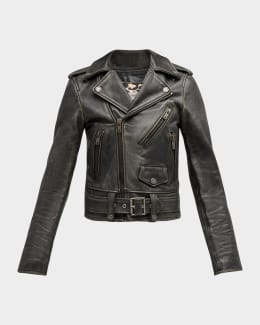 Golden Goose Golden Distressed Leather Jacket with Crystals