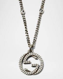 Gucci Textured Interlocking G Pendant Necklace | Neiman Marcus