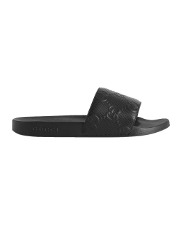 All black gucci flip flops deals