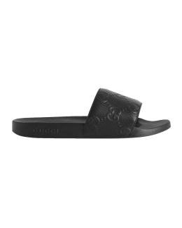 Gucci Men's Pursuit Trek Web Rubber Slide in Black, Size UK 6 | End Clothing