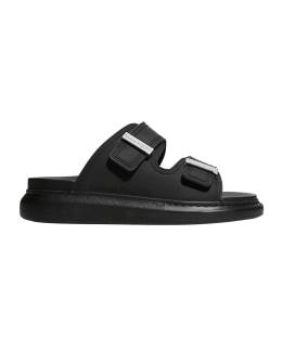 Alexander McQueen Men's Logo Pool Slide Sandals | Neiman Marcus