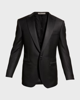 ＜SS25GIORGIO ARMANI ラインストーンインサート付きジャケット Emporio Armani Super 130s Wool Two-Piece Tuxedo | Neiman Marcus