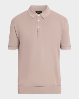 Brioni Men's Cashmere-Silk Long-Sleeve Polo Sweater | Neiman Marcus