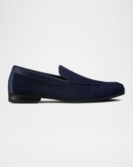 John Lobb Men's Lopez Suede Penny Loafers | Neiman Marcus