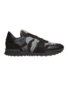 Valentino Garavani Men's Rockstud Nylon Low-Top Sneakers | Neiman Marcus