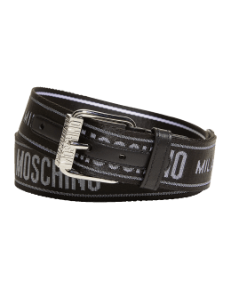 Moschino logo-lettering leather belt - Neutrals