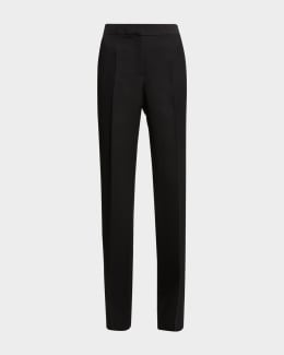 パンツ EMPORIO ARMANI 19SS BLACK TAPERED SLACKS Emporio Armani Mid-Rise Straight-Leg Trousers | Neiman Marcus