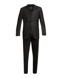 Mens 4 Button Notch Label Semi Wide Leg Shiny Tonal Stripe Fashion Suit in Silver main image 1