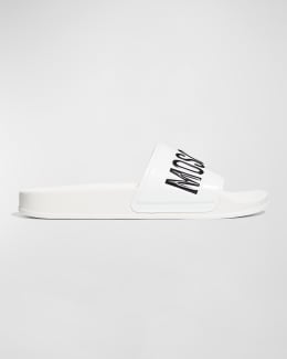 Moschino Men's Logo Rubber Pool Slides | Neiman Marcus