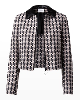 Akris punto Check Linen Tweed Double-Breasted Blazer | Neiman Marcus